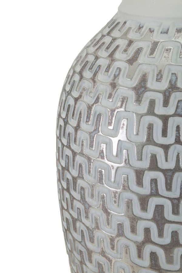 Grau Keramik Tischlampe Stoffschirm Wave Kollektion