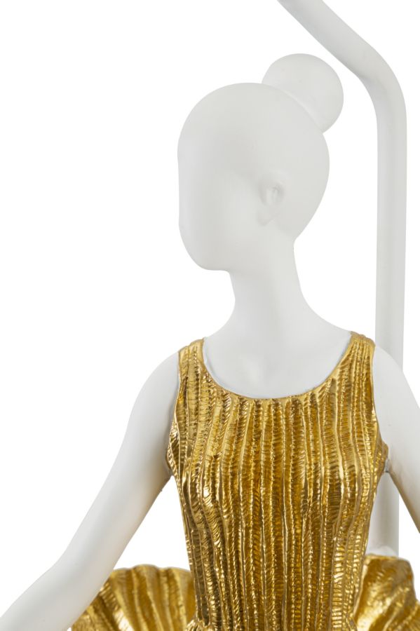 Gold Taenzer Skulptur Tischlampe Stoffschirm Elegantes Design