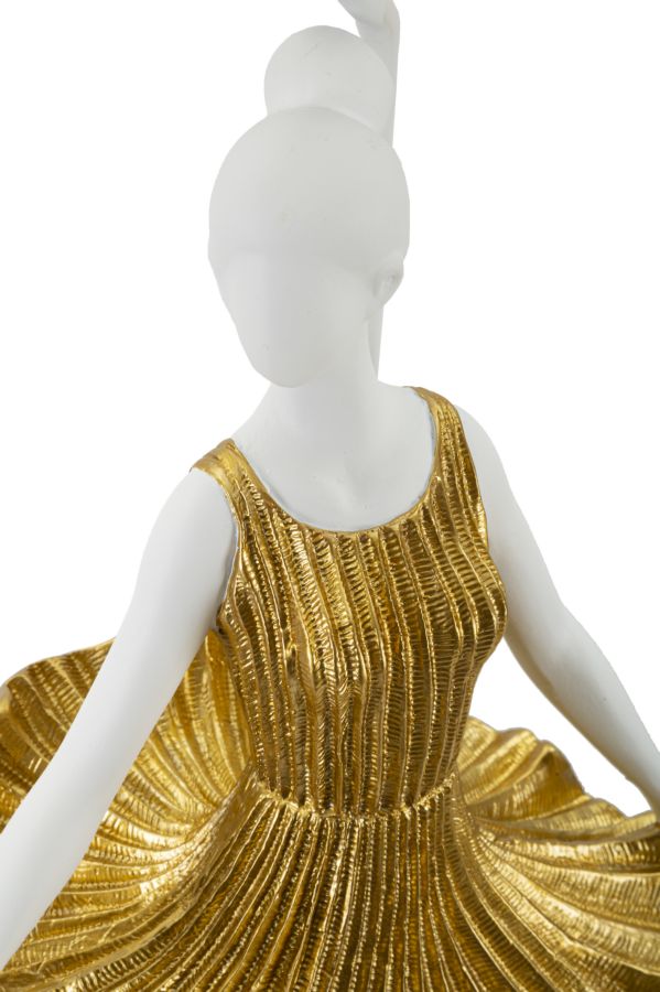 Gold Taenzer Skulptur Tischlampe Stoffschirm Elegantes Design