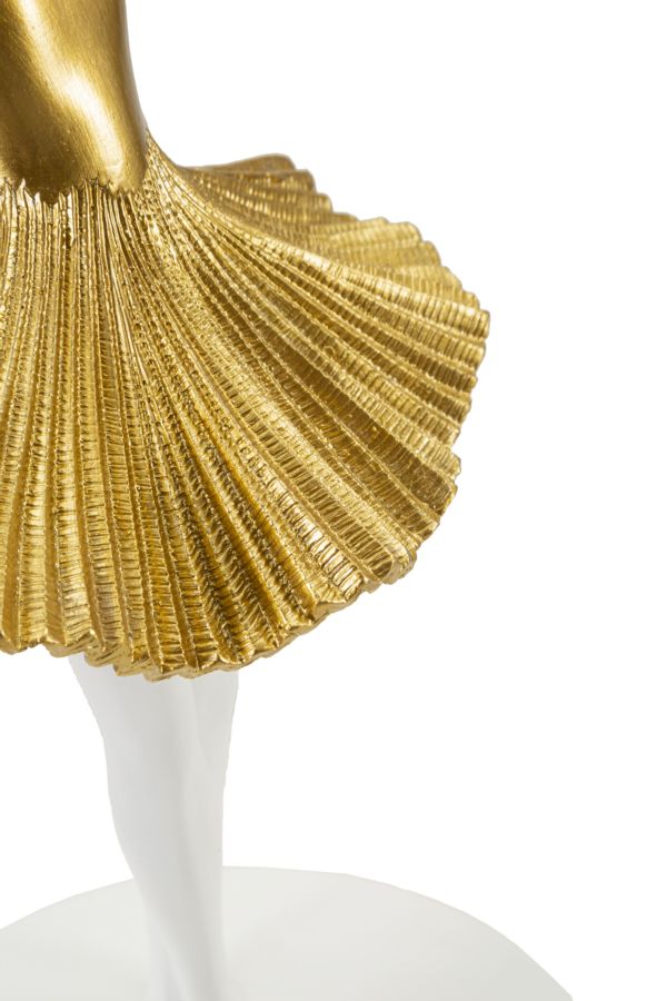 Gold Taenzer Skulptur Tischlampe Stoffschirm Zeitgenoessisch