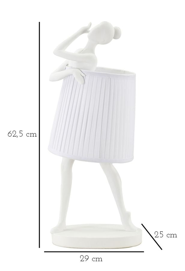 Weiss Ballett Skulptur Tischlampe Stoffschirm Künstlerischer Akzent