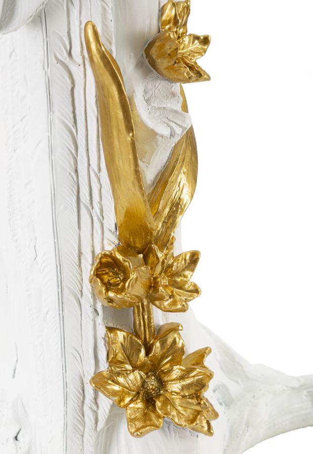 Gold Papagei Skulptur Tischlampe Stoffschirm Exotisches Design