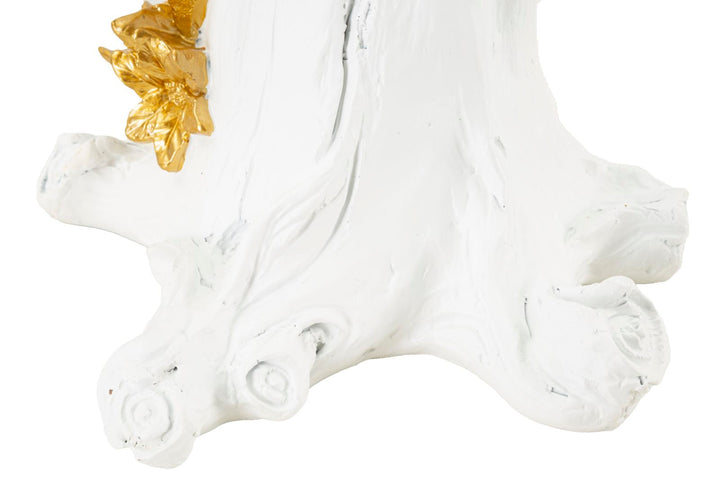 Gold Papagei Skulptur Tischlampe Stoffschirm Exotisches Design