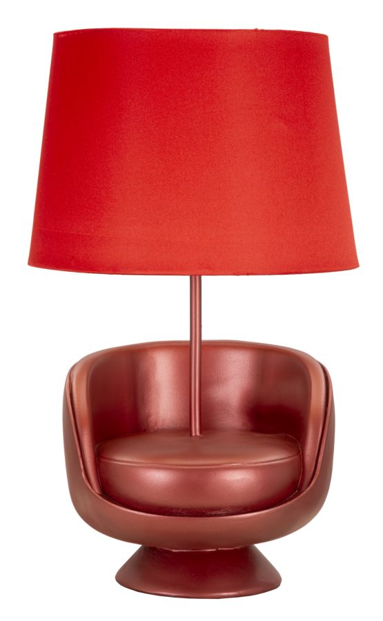 Rot Mid Century Tischlampe Stoffschirm Retro Akzent