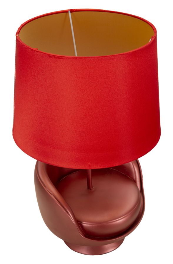 Rot Mid Century Tischlampe Stoffschirm Retro Akzent