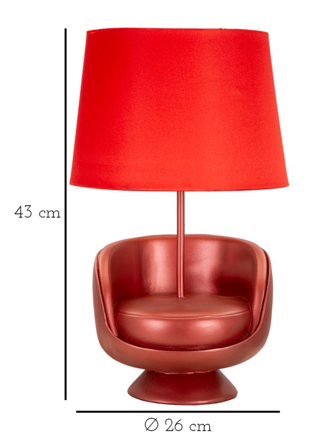 Rot Mid Century Tischlampe Stoffschirm Retro Akzent