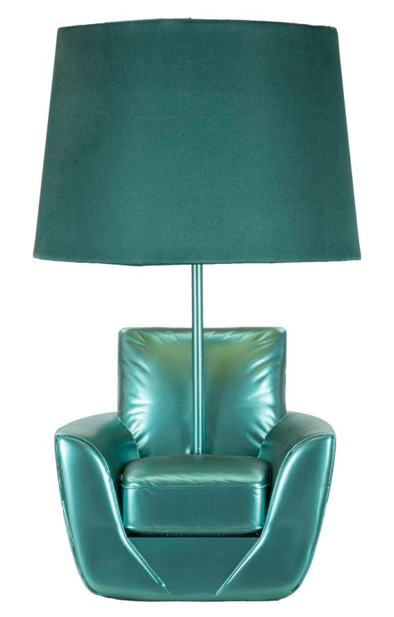 Tuerkis Mid Century Tischlampe Stoffschirm