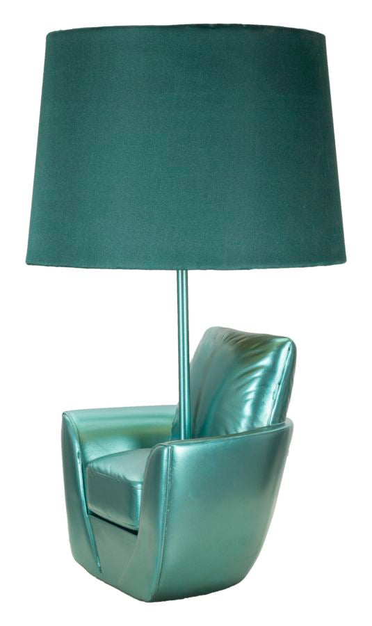 Tuerkis Mid Century Tischlampe Stoffschirm