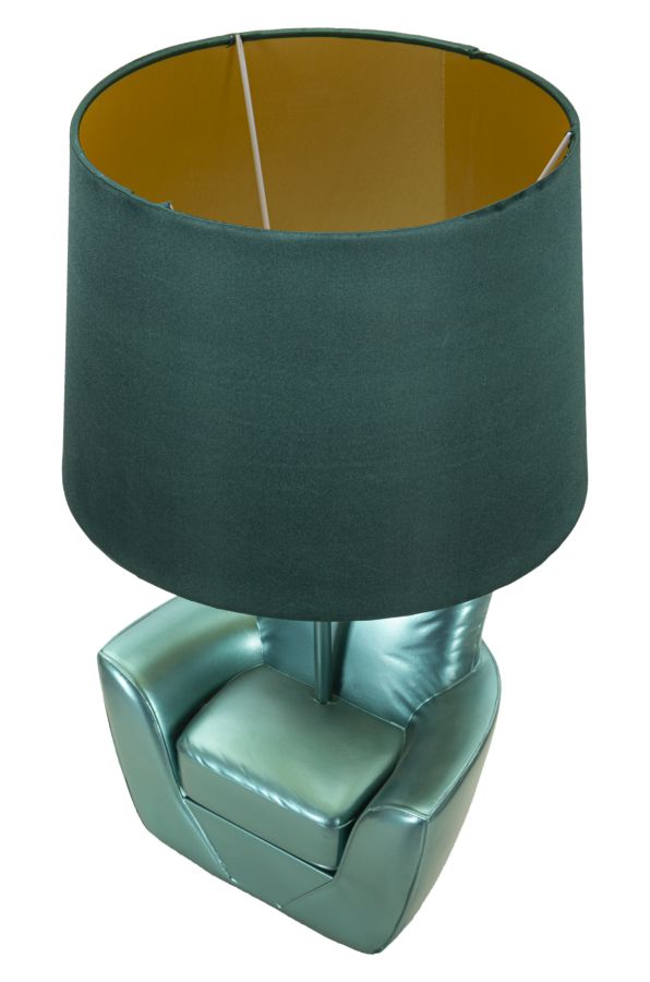 Tuerkis Mid Century Tischlampe Stoffschirm