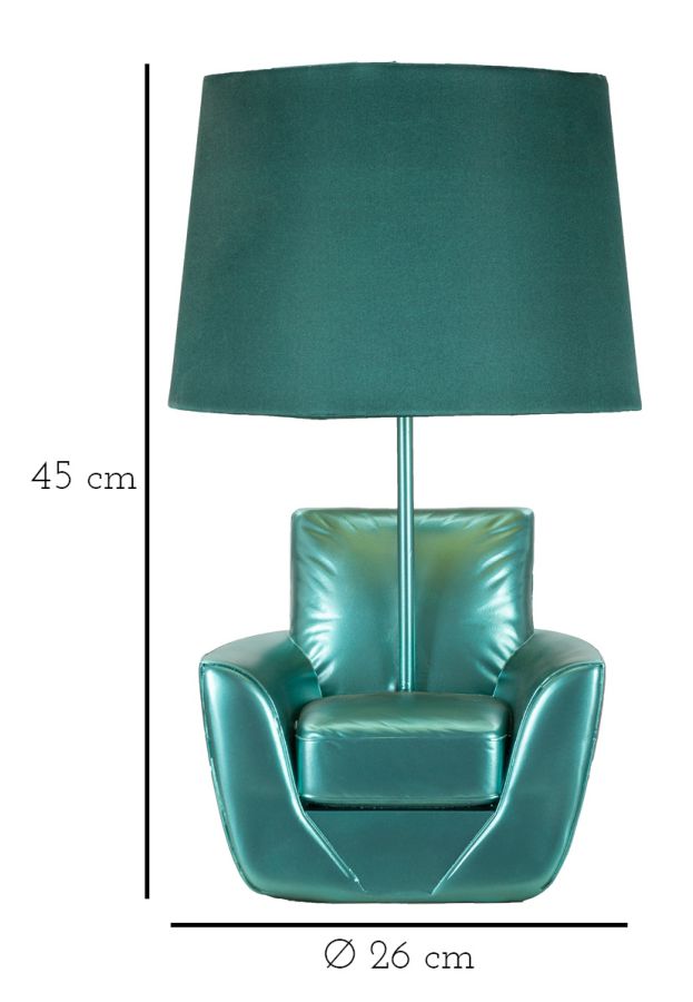 Tuerkis Mid Century Tischlampe Stoffschirm