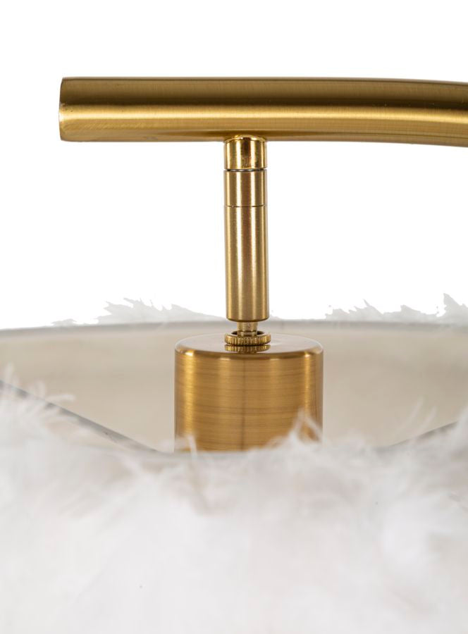 Gold Halb Bogen Stehlampe Weiss Schirm Modern Elegant