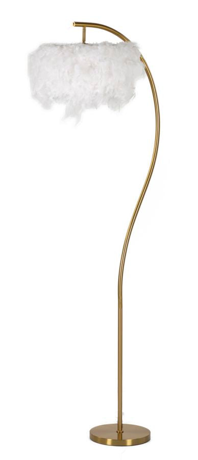 Gold Halb Bogen Stehlampe Weiss Schirm Modern Elegant