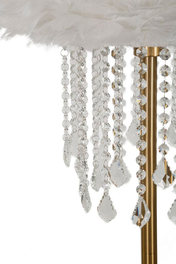 Weiss Kristall Optik Stehlampe Stoffschirm Diamon Kollektion