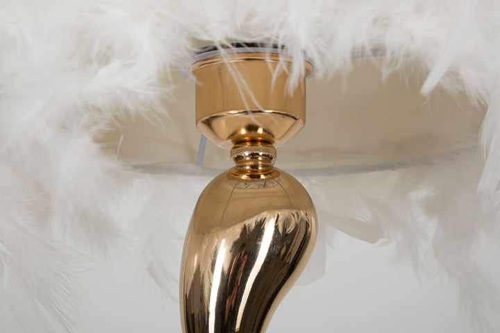 Weiss Feder Tischlampe Goldbasis Cart Kollektion