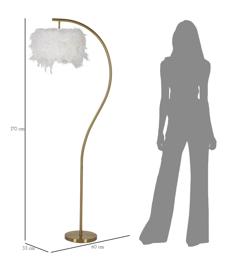 Gold Halb Bogen Stehlampe Weiss Schirm Modern Elegant