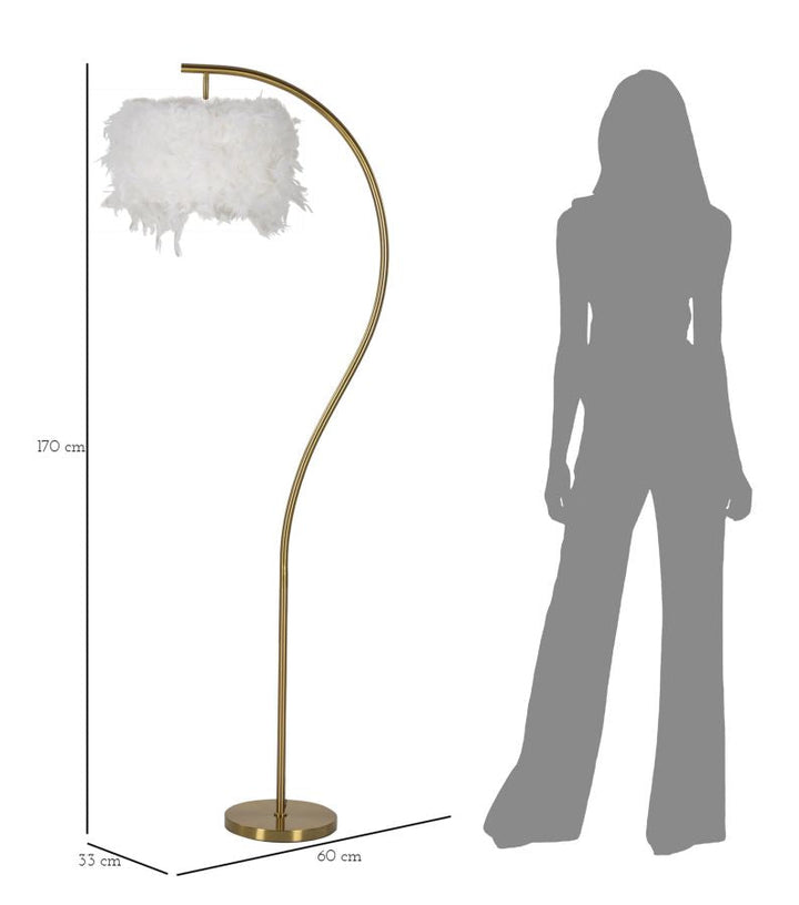 Gold Halb Bogen Stehlampe Weiss Schirm Modern Elegant