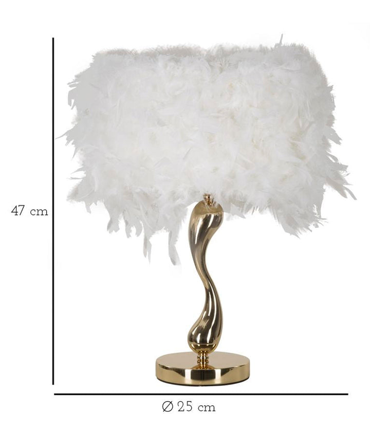 Weiss Feder Tischlampe Goldbasis Cart Kollektion
