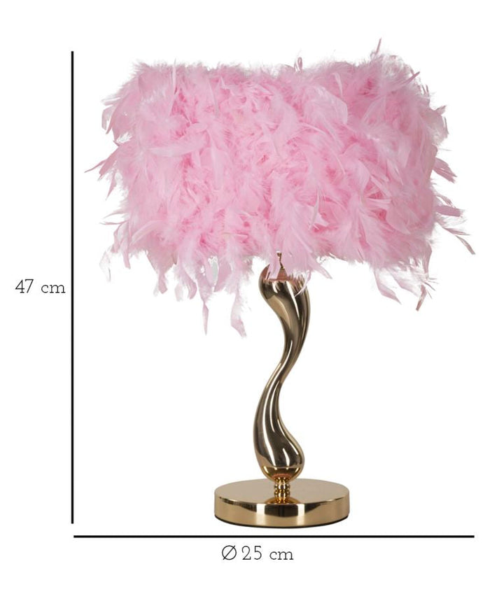 Rosa Feder Tischlampe Goldbasis Cart Kollektion