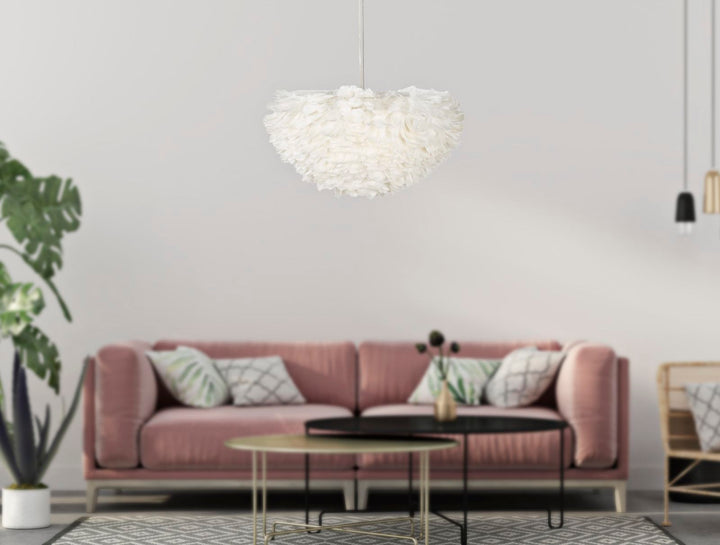 Weiss Feder Deckenlampe Elegante Haengeleuchte