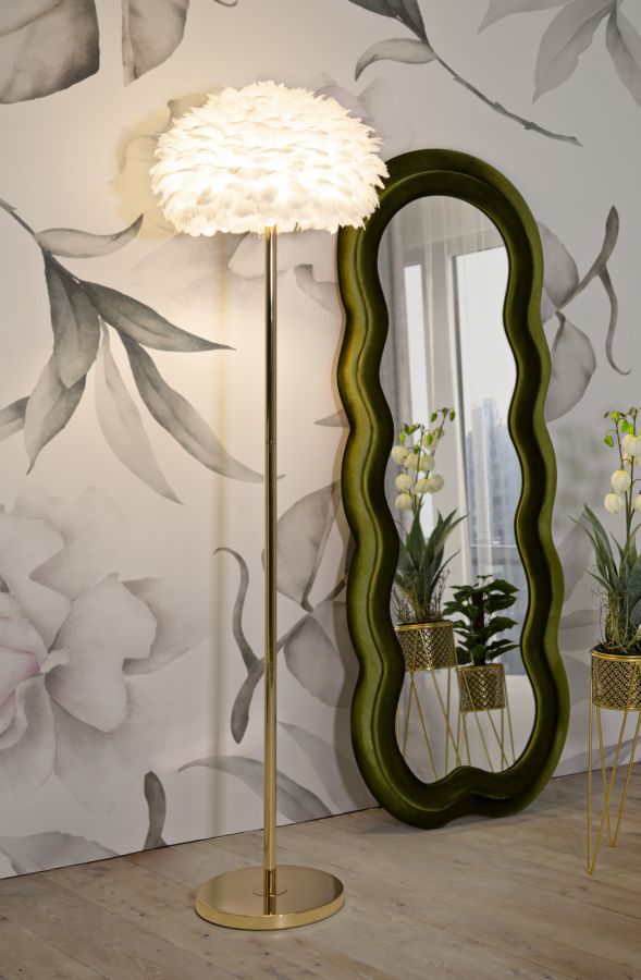 Weiss Schlanke Stehlampe Federschirm Feathers Kollektion