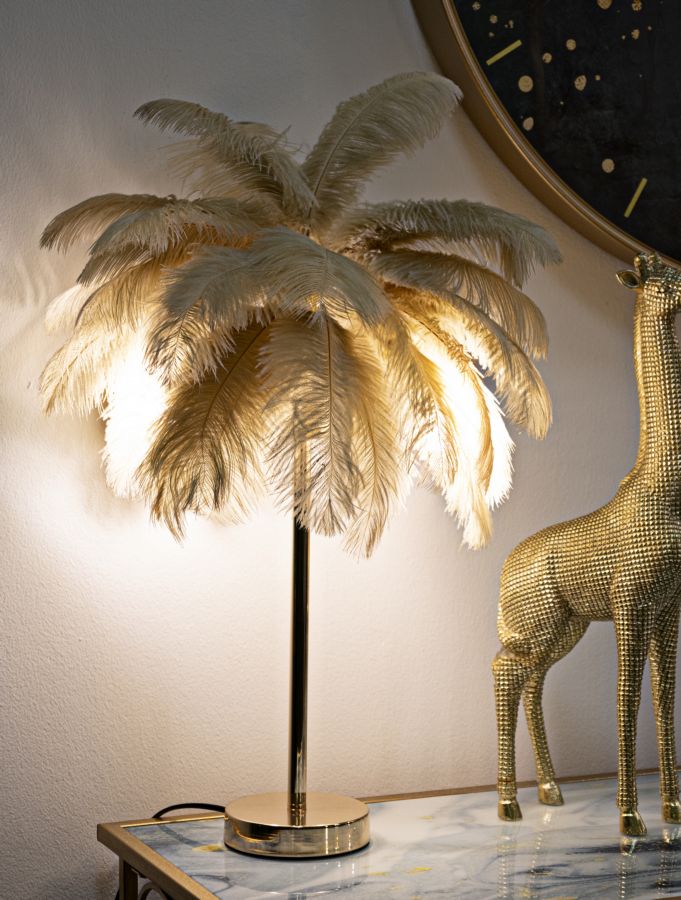 Kamel Palme Tischlampe Stoffschirm Tropical Design