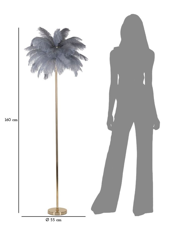 Grau Palme Stehlampe Stoffschirm Tropical Akzent