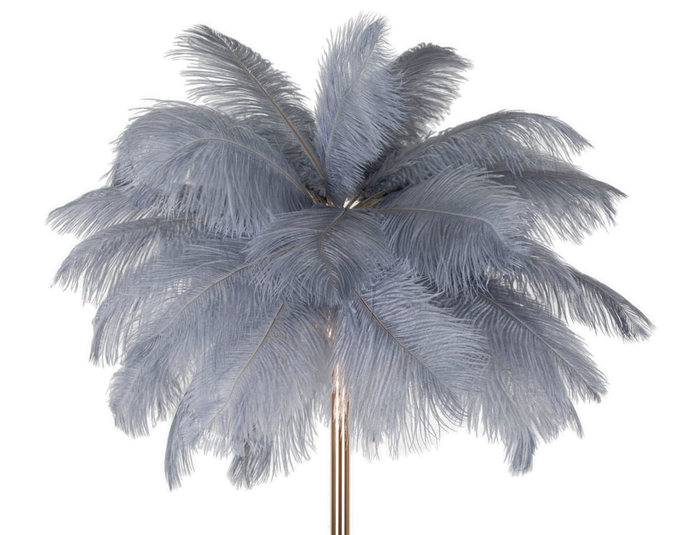 Grau Palme Stehlampe Stoffschirm Tropical Akzent