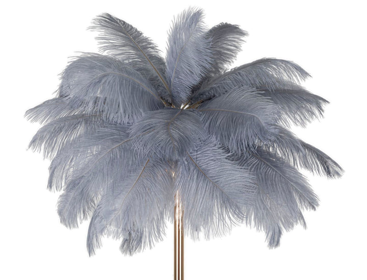 Grau Palme Stehlampe Stoffschirm Tropical Akzent