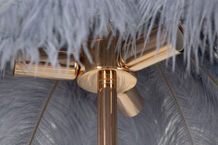 Grau Palme Stehlampe Stoffschirm Tropical Akzent