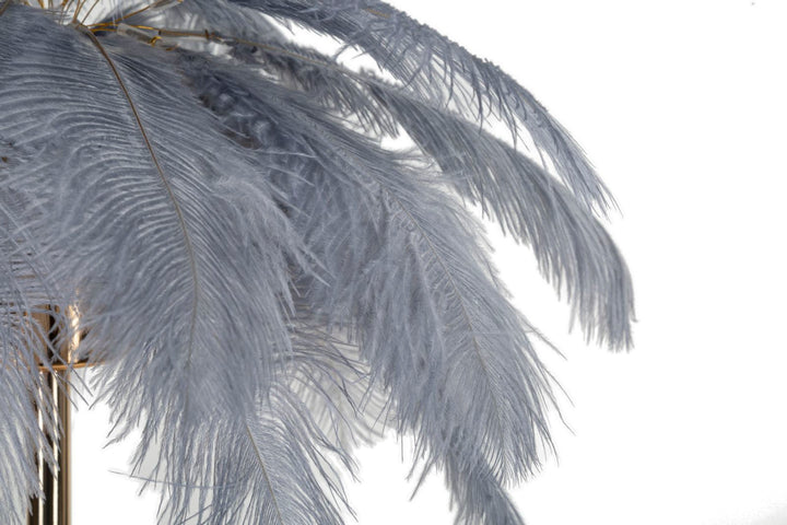 Grau Palme Tischlampe Stoffschirm Tropical Stil