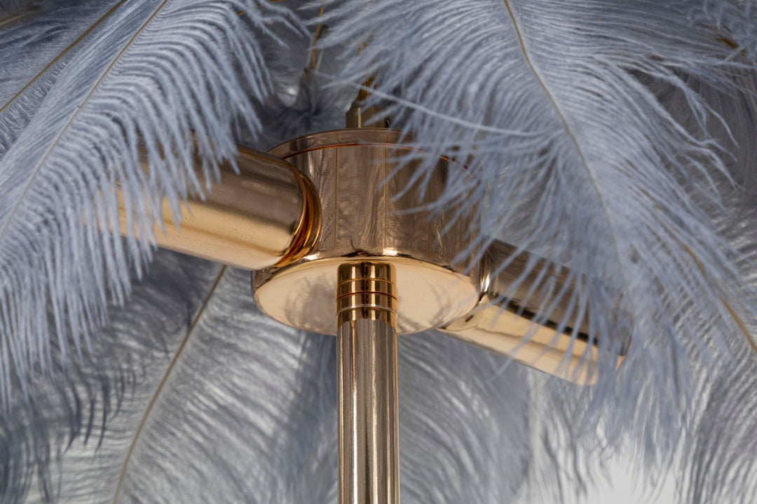 Grau Palme Tischlampe Stoffschirm Tropical Stil