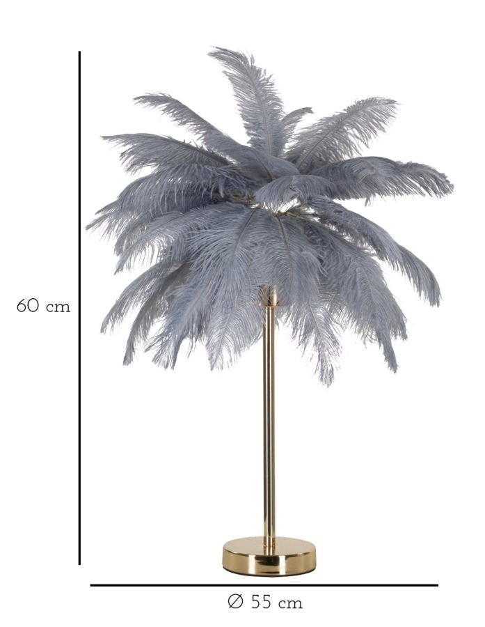 Grau Palme Tischlampe Stoffschirm Tropical Stil