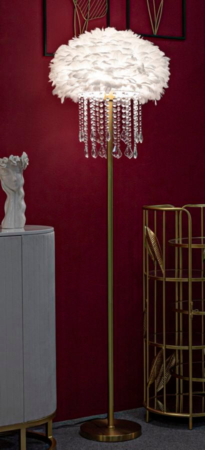 Weiss Kristall Optik Stehlampe Stoffschirm Diamon Kollektion