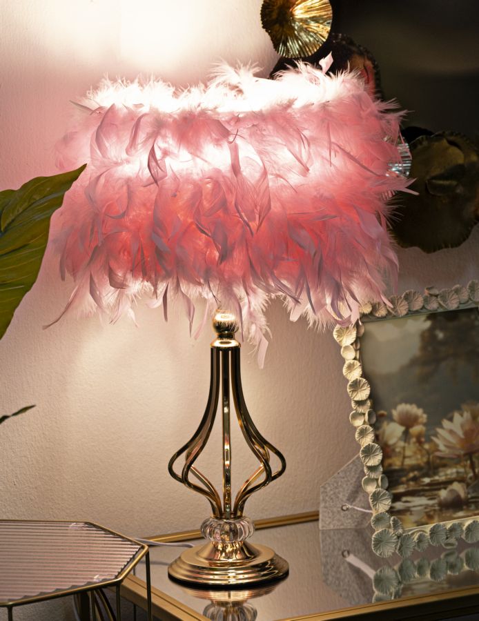 Rosa Feder Tischlampe Dekorative Basis Tarty Kollektion