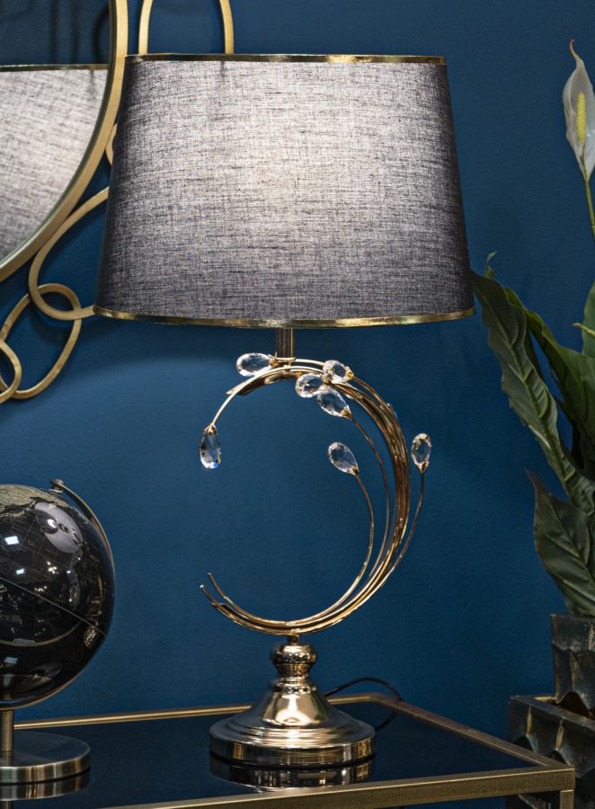 Schwarz Gold Tischlampe Stoffschirm Bruxelles Kollektion