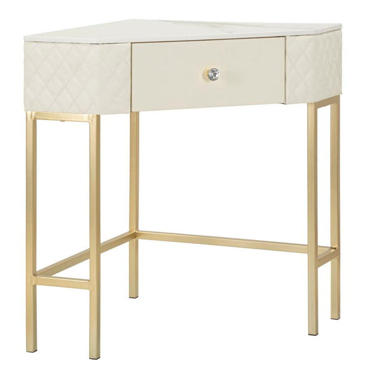 Weiss Konsolentisch Mit Goldrahmen Angie Elegantes Design (Marmorplatte)