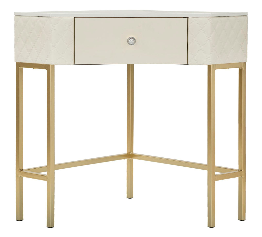 Weiss Konsolentisch Mit Goldrahmen Angie Elegantes Design (Marmorplatte)