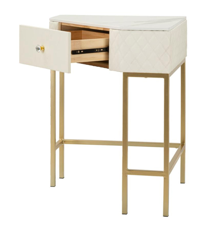 Weiss Konsolentisch Mit Goldrahmen Angie Elegantes Design (Marmorplatte)