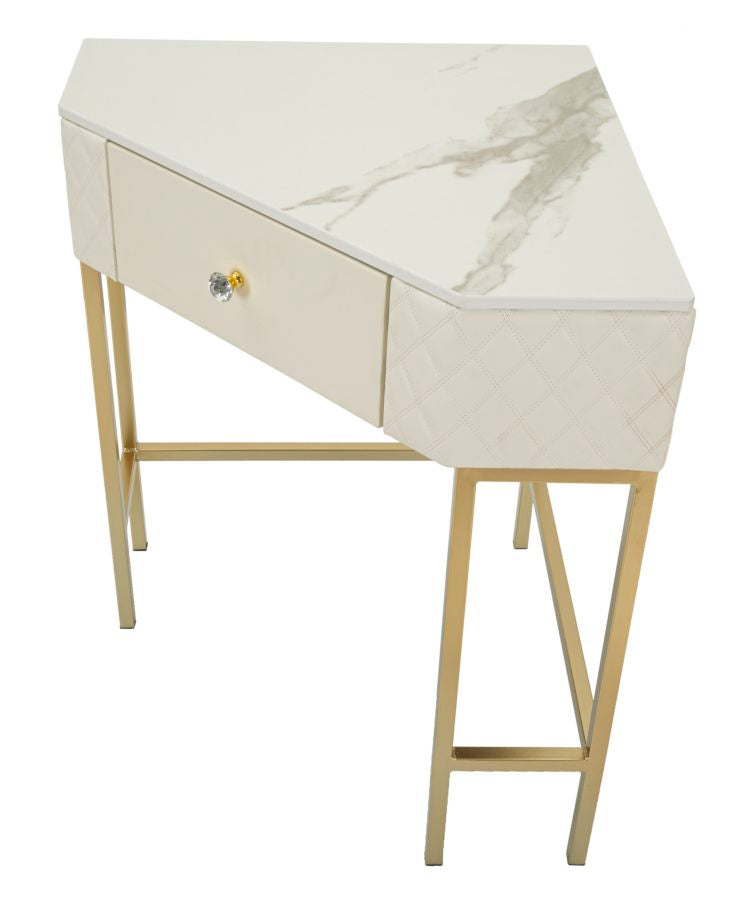 Weiss Konsolentisch Mit Goldrahmen Angie Elegantes Design (Marmorplatte)