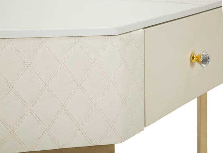 Weiss Konsolentisch Mit Goldrahmen Angie Elegantes Design (Marmorplatte)