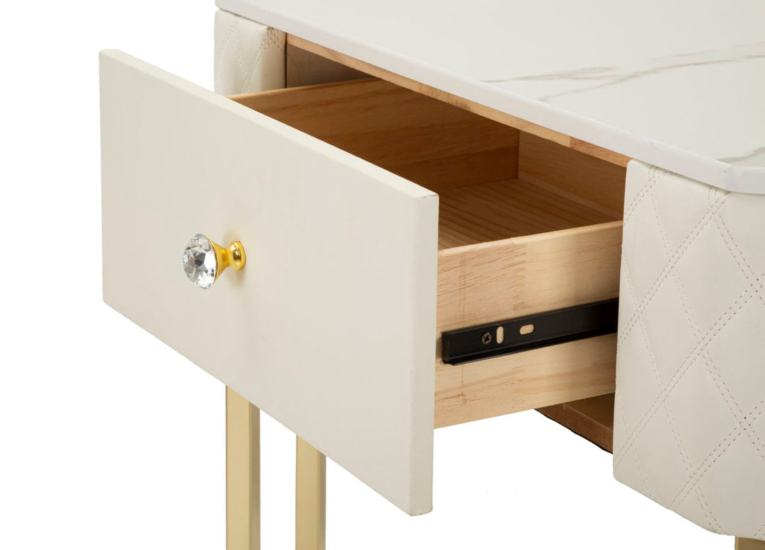 Weiss Konsolentisch Mit Goldrahmen Angie Elegantes Design (Marmorplatte)