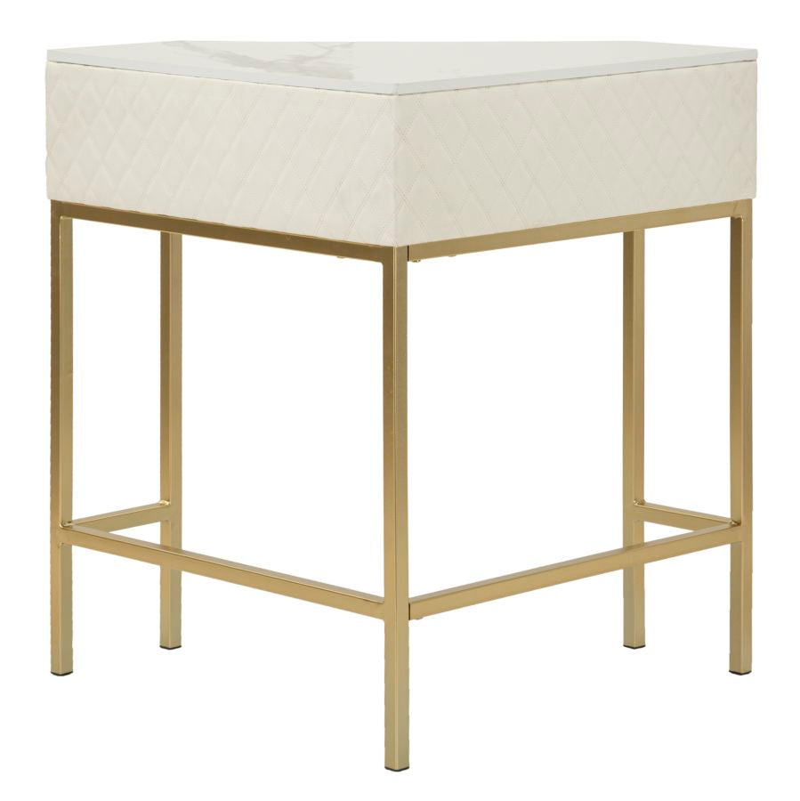 Weiss Konsolentisch Mit Goldrahmen Angie Elegantes Design (Marmorplatte)