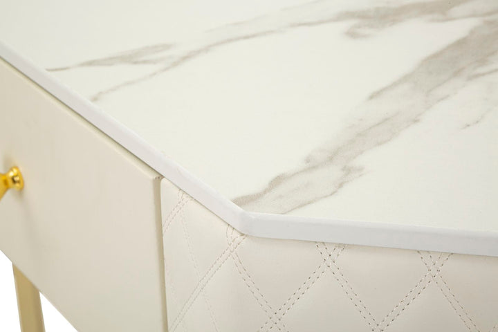 Weiss Konsolentisch Mit Goldrahmen Angie Elegantes Design (Marmorplatte)