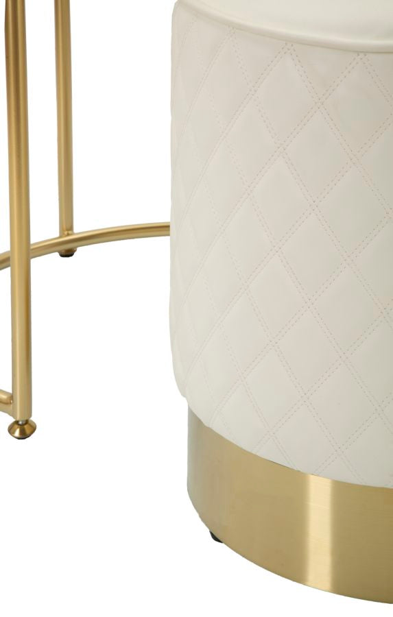 Weiss Hoher Nachttisch Mit Hocker Sharon Set (Marmorplatte)