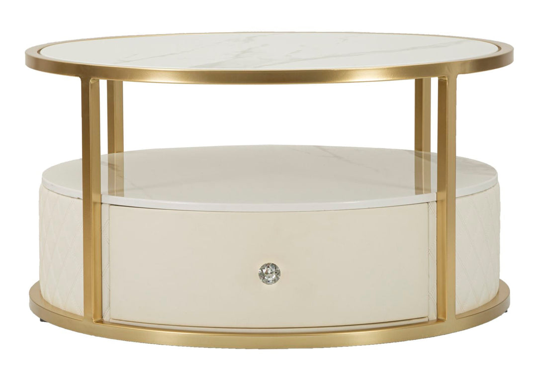Runder Couchtisch Mit Goldbasis Sharon Modernes Design (Marmorplatte)