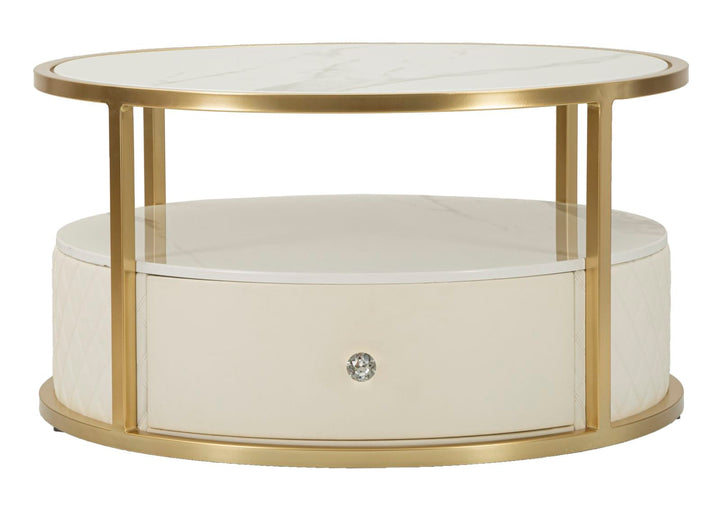 Runder Couchtisch Mit Goldbasis Sharon Modernes Design (Marmorplatte)