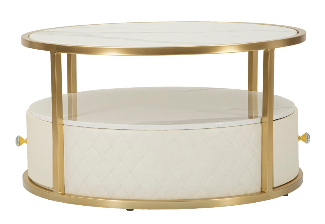 Runder Couchtisch Mit Goldbasis Sharon Modernes Design (Marmorplatte)