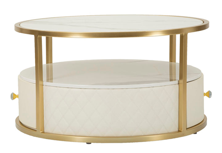 Runder Couchtisch Mit Goldbasis Sharon Modernes Design (Marmorplatte)