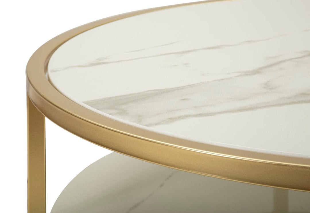 Runder Couchtisch Mit Goldbasis Sharon Modernes Design (Marmorplatte)