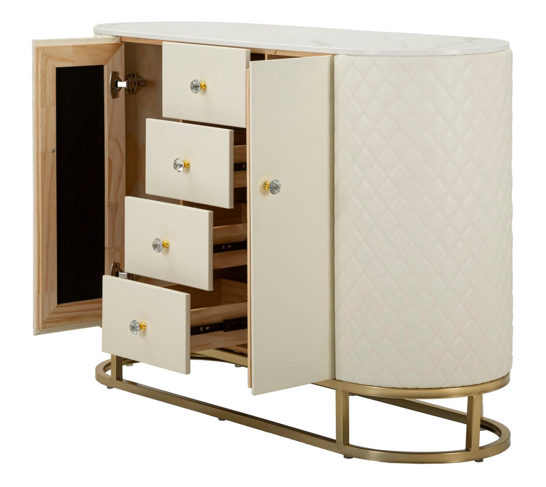 Weiss Holz Schrank Mit Goldbasis Sharon Aufbewahrung (Marmorplatte)